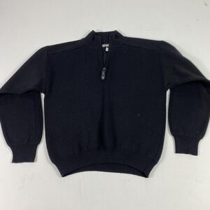 Vintage Kaelin Sweater Mens Medium Black Quarter Zip Mock Neck Hong Kong Knit